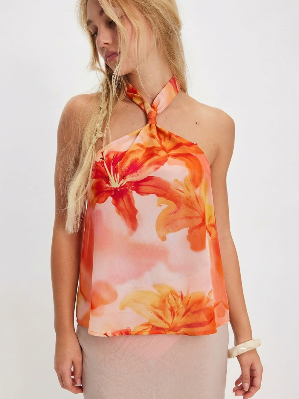ZARA Sexy Halter Neck Summer Vacation Printed Camisole Top